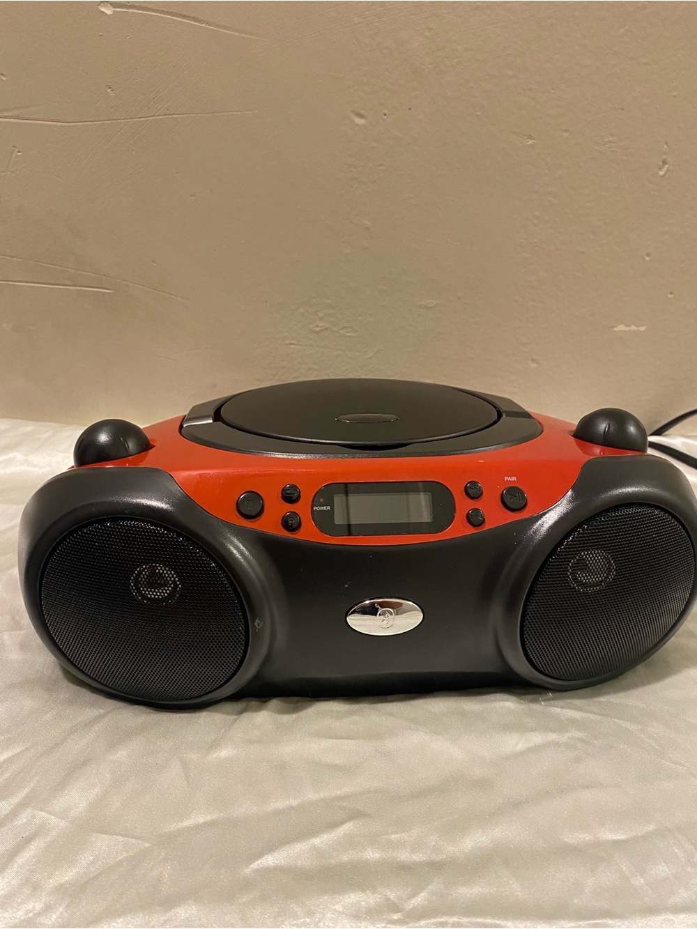 Portable CD Boombox with AM/FM Radio - Black & Red